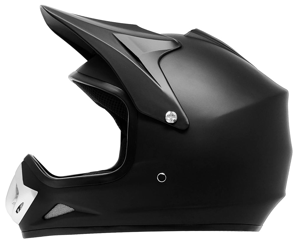 GDM DK-630 youth MX helmet in matte black, side view