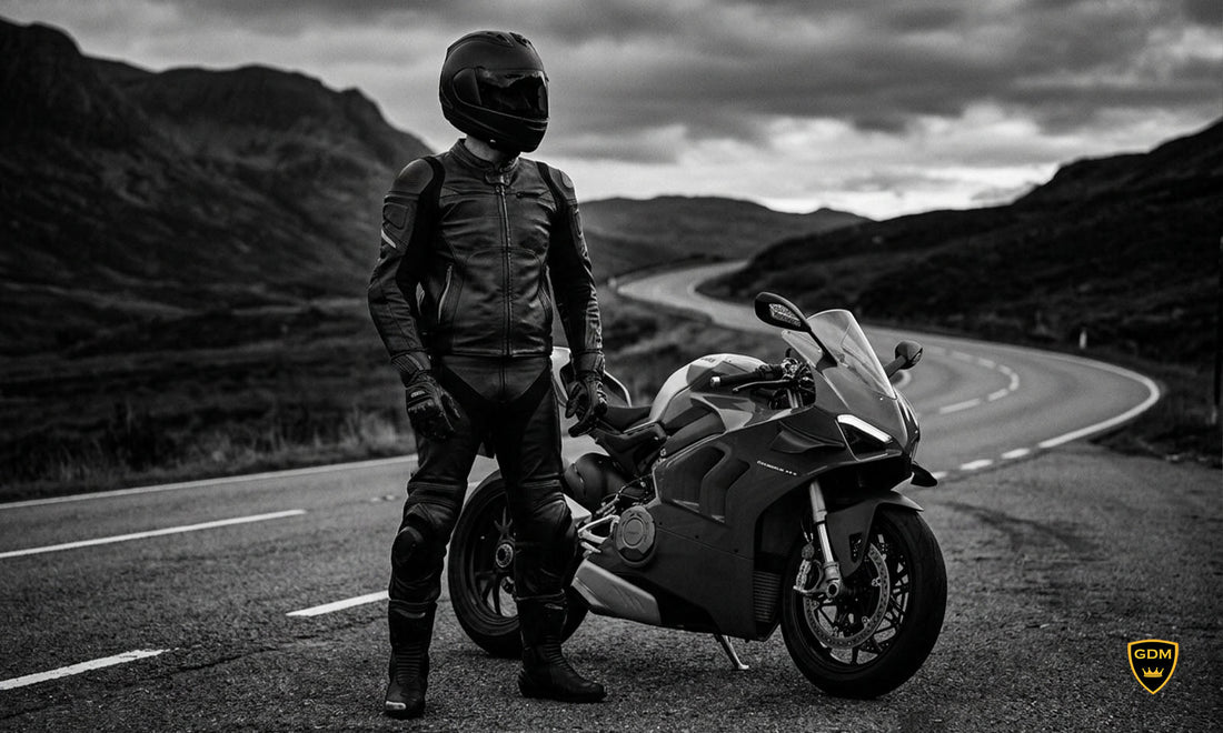 Beginner motorcycle gear: GDM helmet, armored jacket and gloves