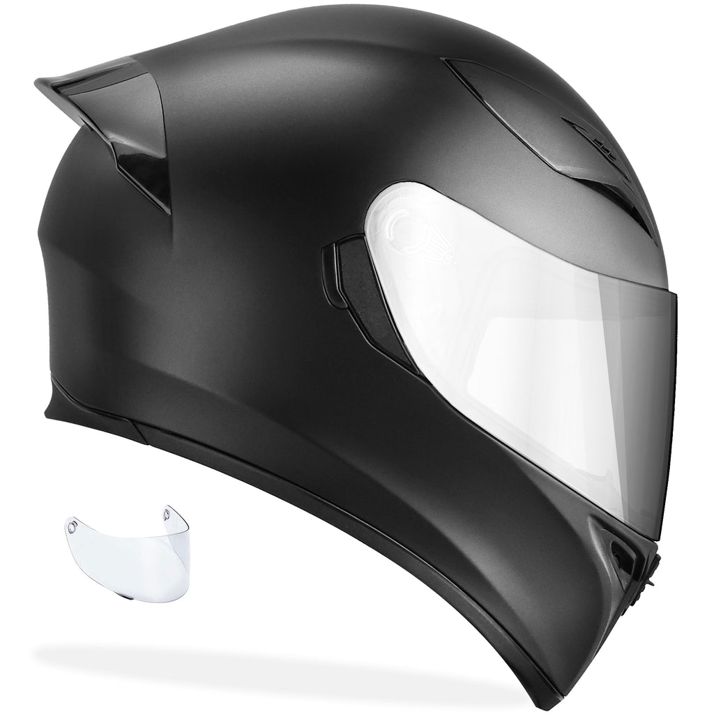 gdm duke helmets dk 350 full face motorcycle helmet Beast Dual Sport Matte Black X-Large / Matte Black / Gold & Clear rear forehead vents GDM Bluetooth Motorcycle Helmet with