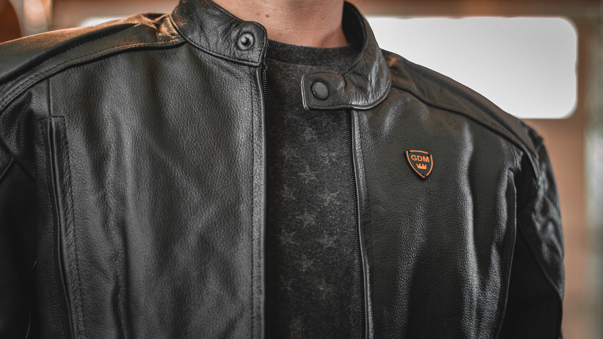 GDM OMEGA Men’s Heavyweight Leather Motorcycle Jacket – Cafe Racer Style
