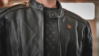 GDM OMEGA Men’s Heavyweight Leather Motorcycle Jacket – Cafe Racer Style