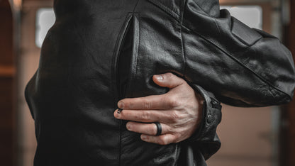 GDM OMEGA Men’s Heavyweight Leather Motorcycle Jacket – Cafe Racer Style