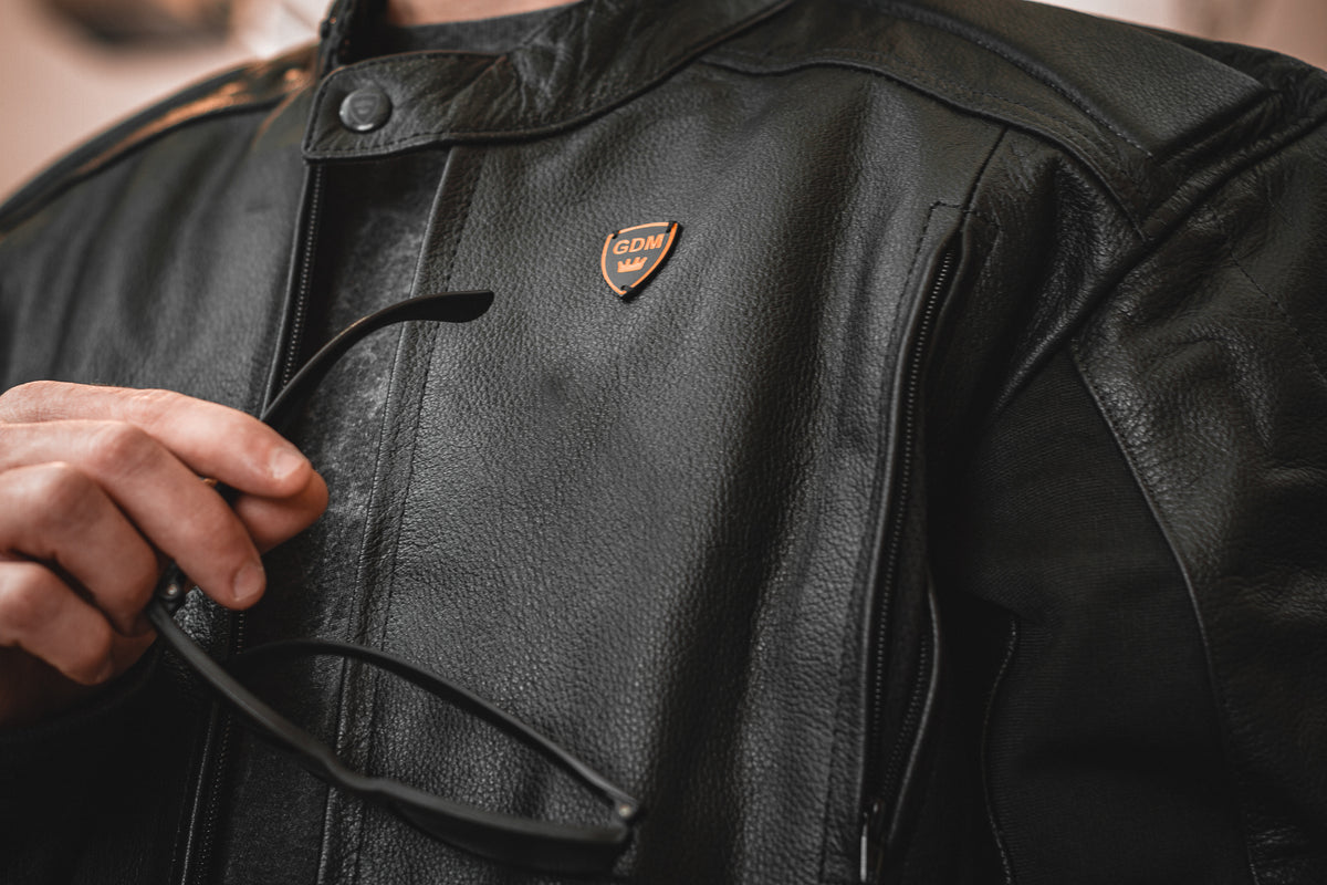 GDM OMEGA Men’s Heavyweight Leather Motorcycle Jacket – Cafe Racer Style