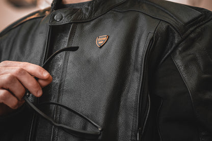 GDM OMEGA Men’s Heavyweight Leather Motorcycle Jacket – Cafe Racer Style