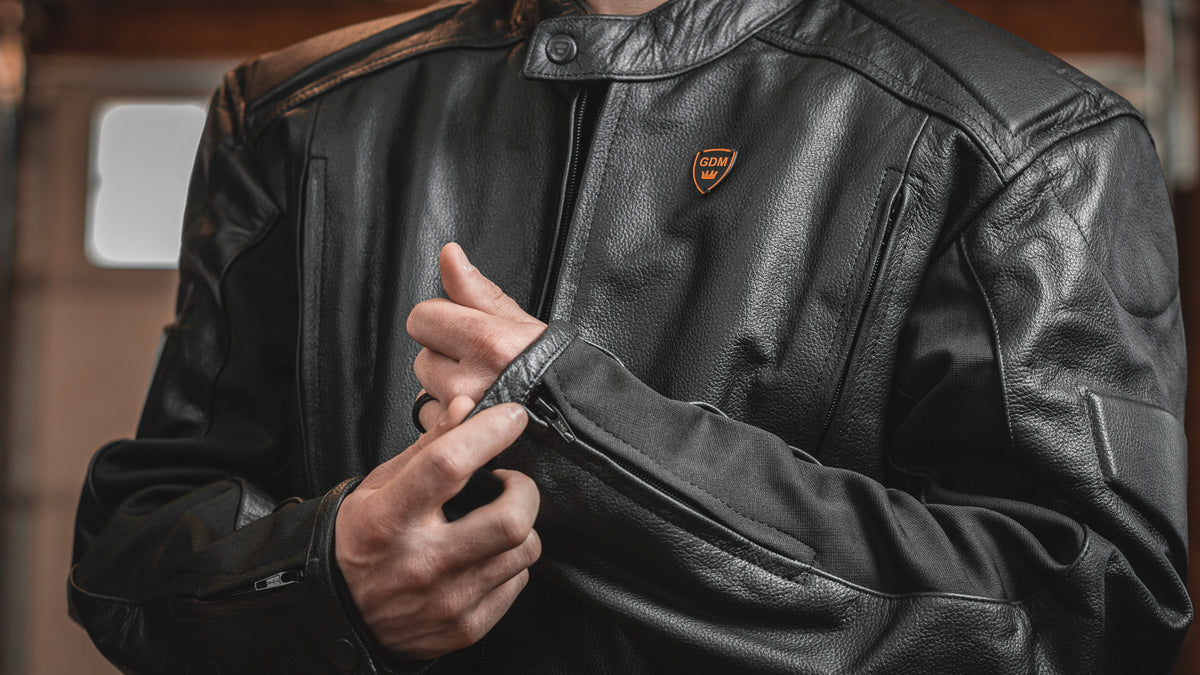 GDM OMEGA Men’s Heavyweight Leather Motorcycle Jacket – Cafe Racer Style