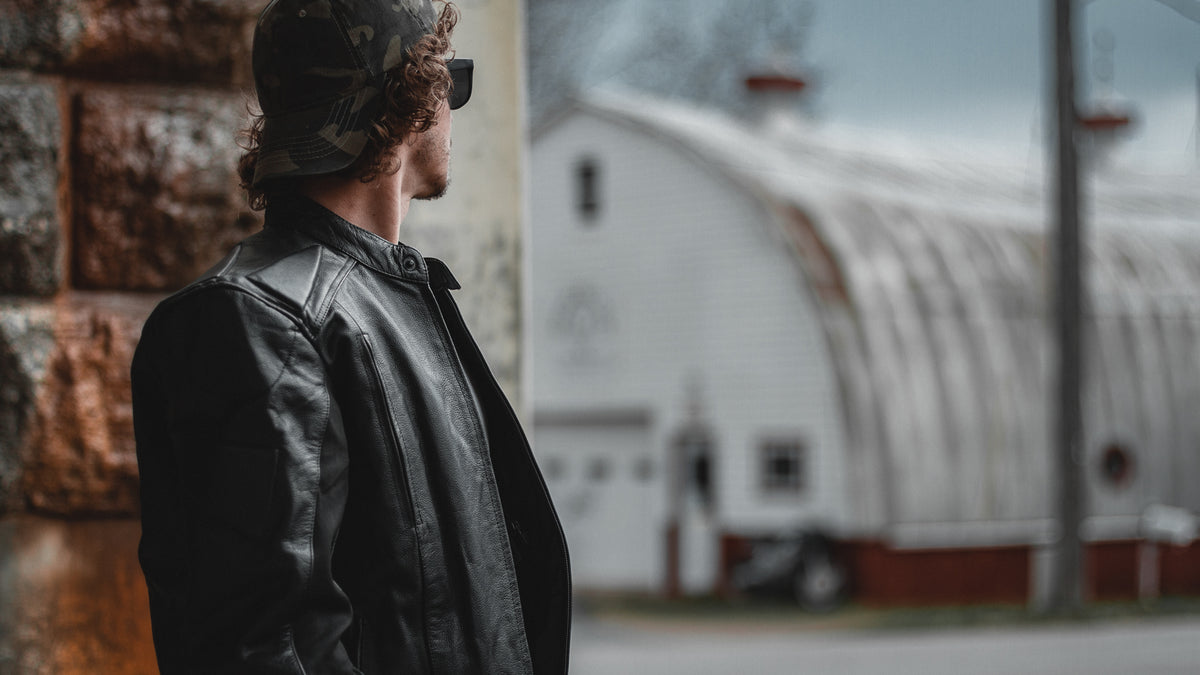 GDM OMEGA Men’s Heavyweight Leather Motorcycle Jacket – Cafe Racer Style