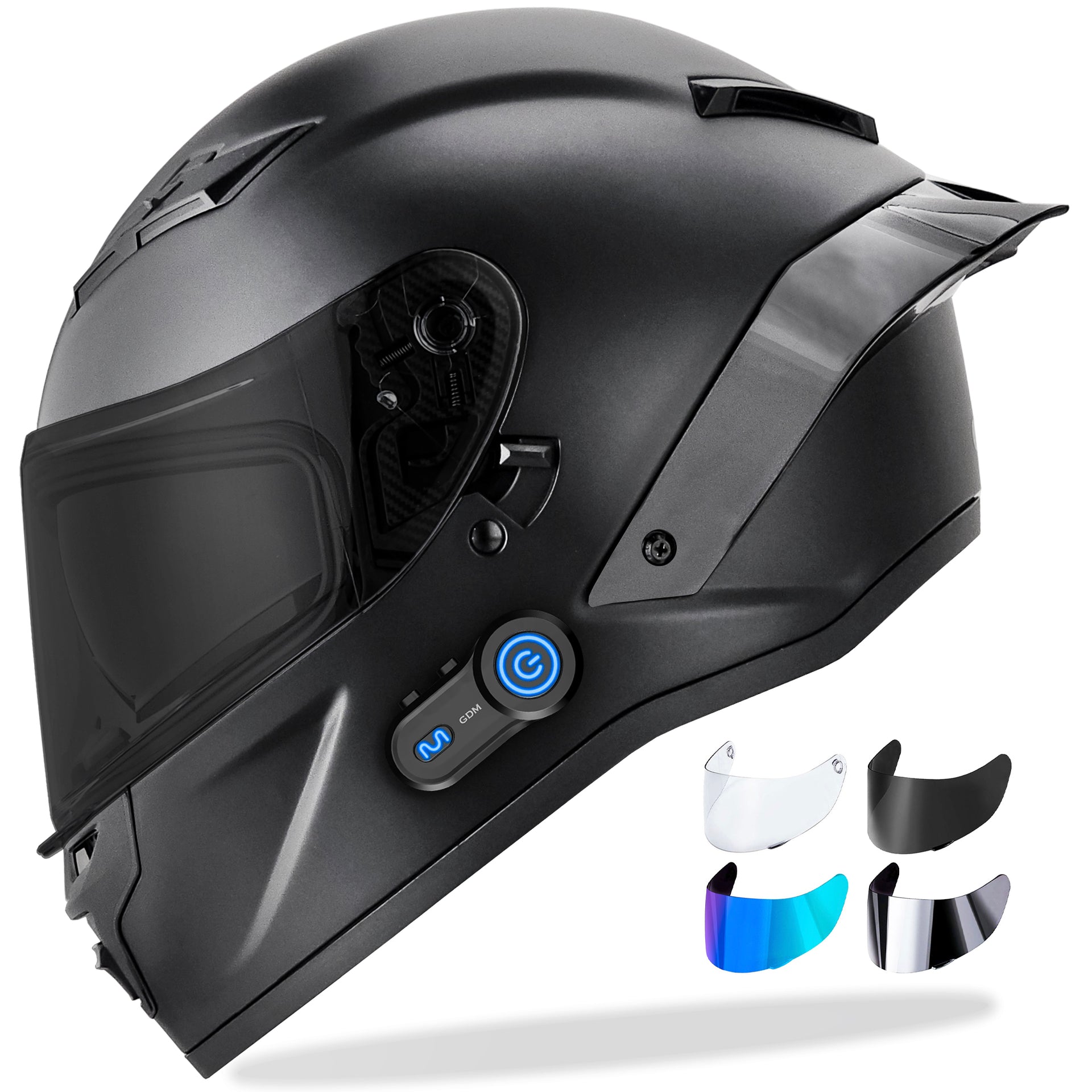 dgm motorcycle helmet GDM Demon with Bluetooth Intercom - Chrome & Clear Shields 218 motorcycle helmet safety standards GDM Demon Motorcycle Helmet -