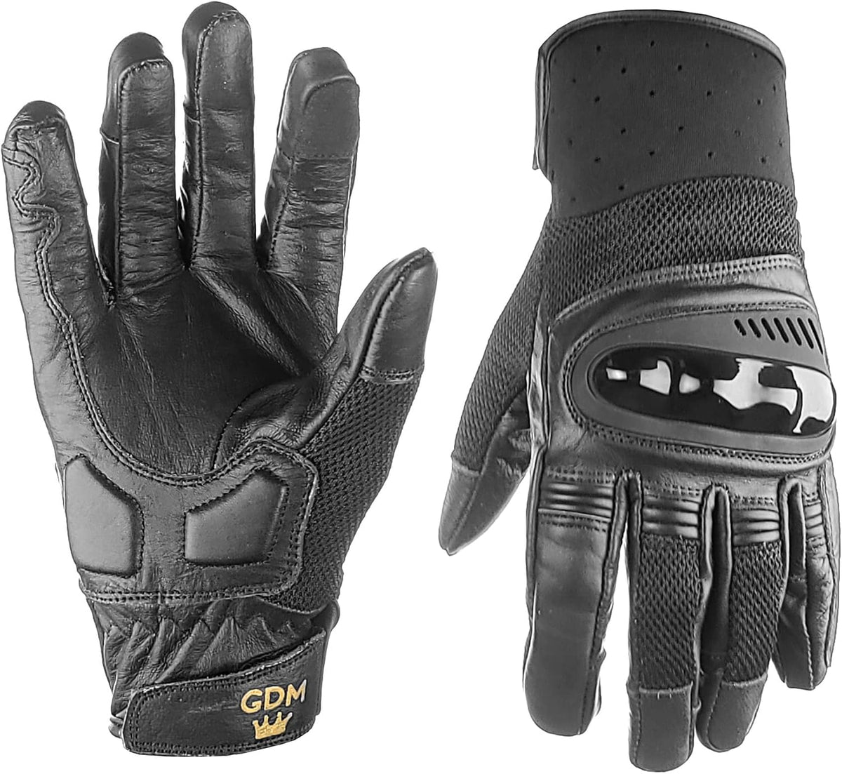 GDM GD7 Leather Armored Motorcycle Gloves — Ventilated, Reinforced, Street & Sport Ready