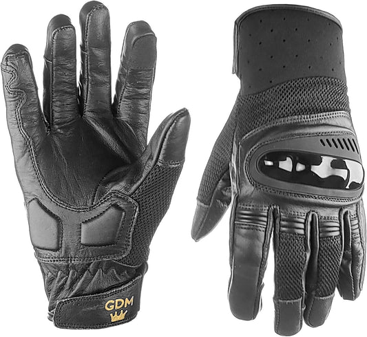 GDM GD7 Leather Armored Motorcycle Gloves — Ventilated, Reinforced, Street & Sport Ready