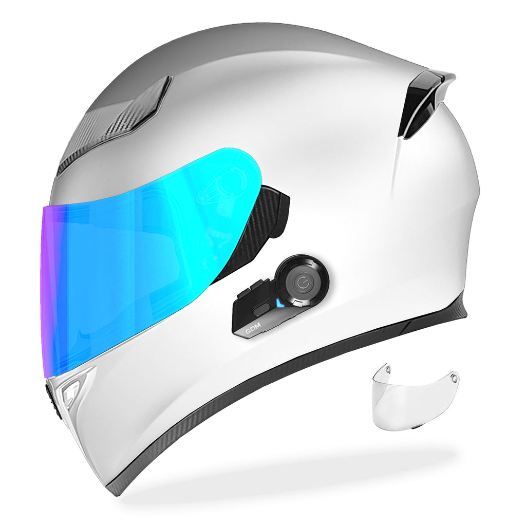 White motorcycle helmet with bluetooth cheap