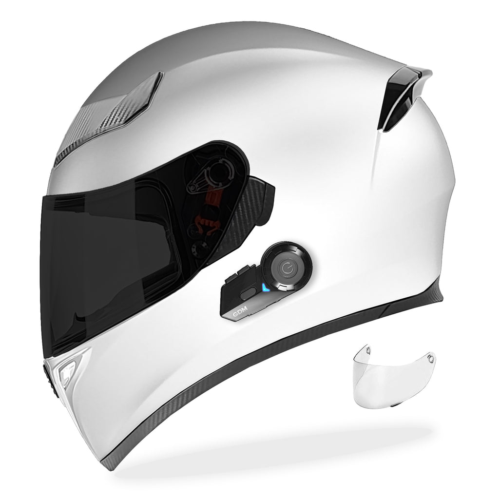 GDM Motorcycle Helmet with Intercom Bluetooth Headset - Gloss