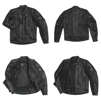 GDM OMEGA Men’s Heavyweight Leather Motorcycle Jacket – Cafe Racer Style