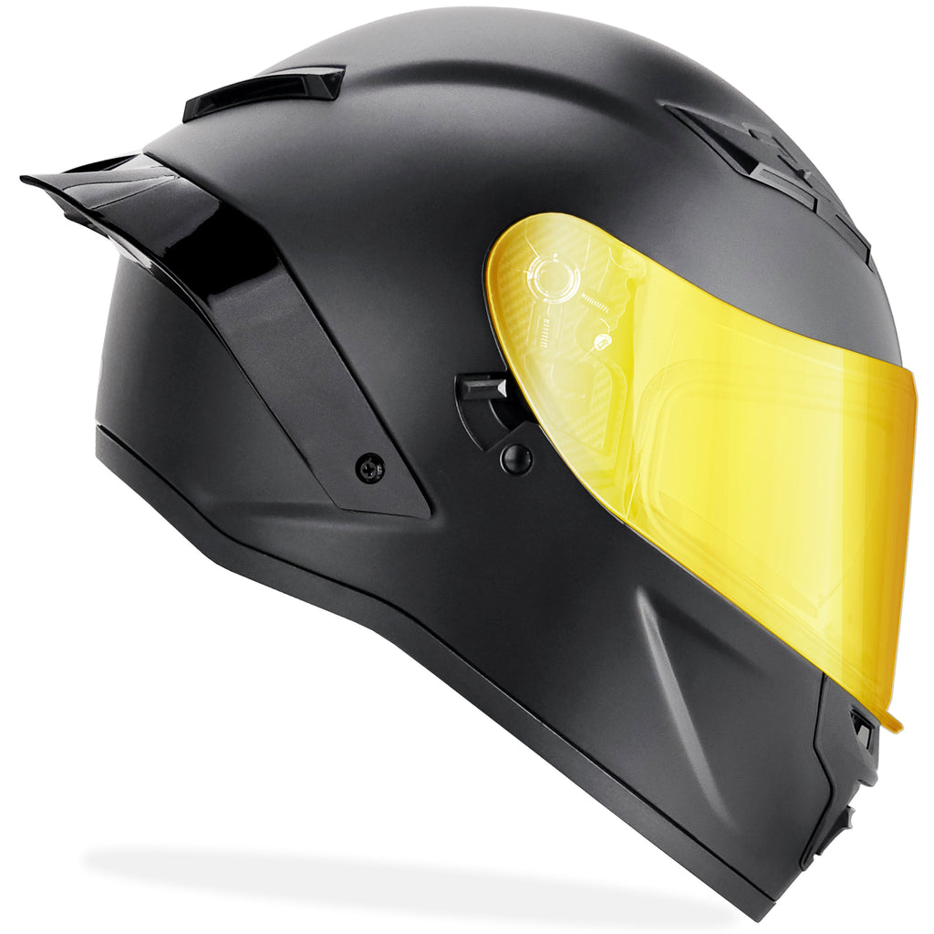GDM DEMON Full Face Motorcycle Helmet Matte Black / Gold & Clear / Medium