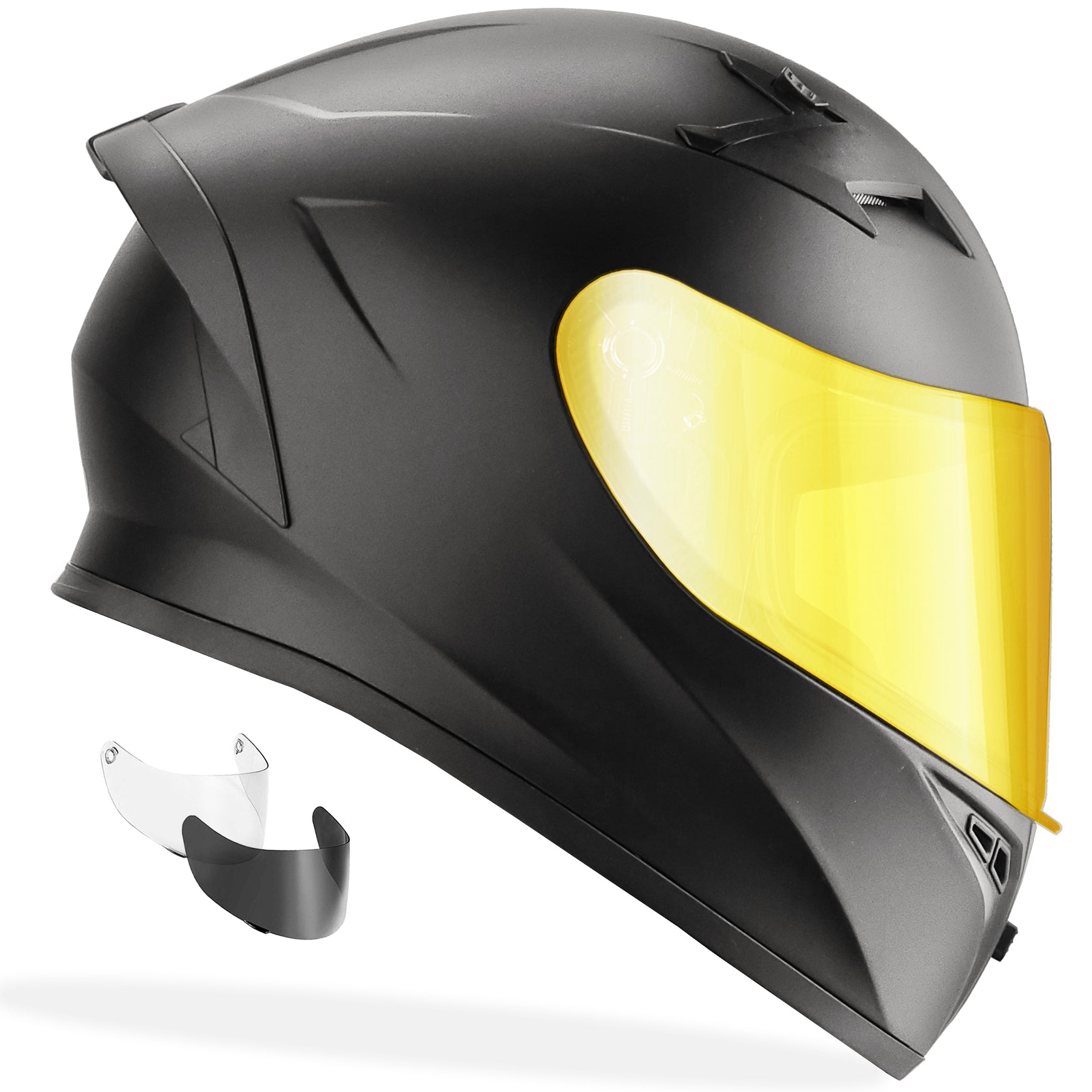 black motorcycle helmet full shield GDM VENOM Full Face Motorcycle Helmet