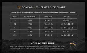 GDM Motorcycle Helmet Size Chart