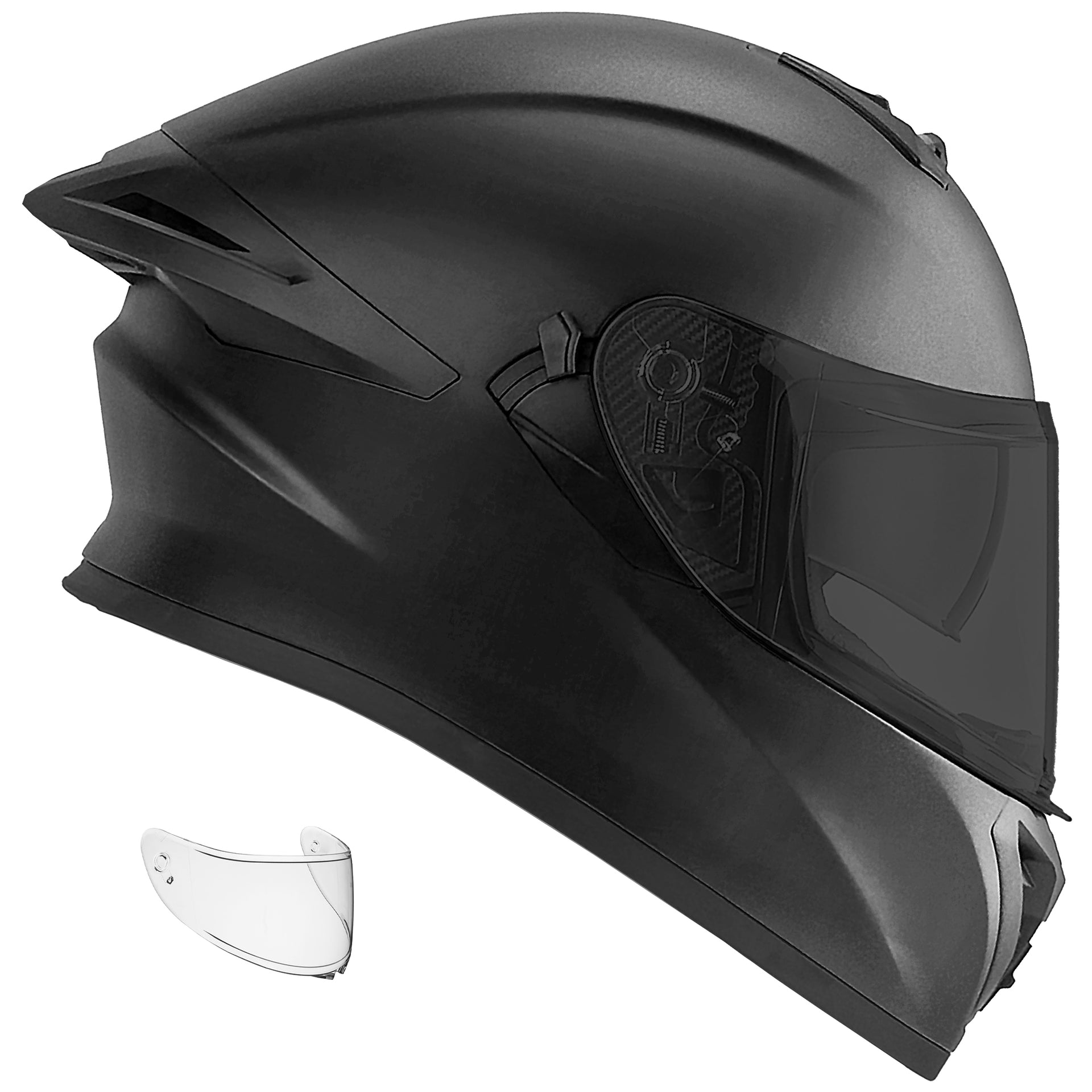 GDM GHOST2 Full Face Motorcycle Helmet Matte Black / Tinted & Clear / XX-Large