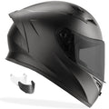GDM VENOM Full Face Motorcycle Helmet with a black color scheme, featuring a full face shield and a double D-Ring chin strap.