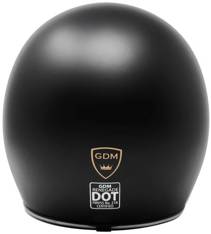GDM RENEGADE Open Face Motorcycle Helmet 3/4 Vintage Matte Black