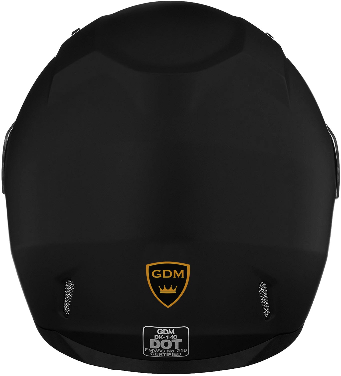 gdm duke helmets dk 350 full face motorcycle helmet DEMON Matte Black / Gold & Clear / Medium rear forehead vents GDM DEMON Full Face Motorcycle