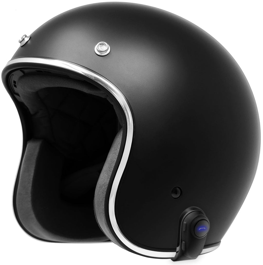 GDM RENEGADE Bluetooth Open Face Motorcycle Helmet 3/4 Vintage Matte Black XX-Large / Matte Black / Tinted