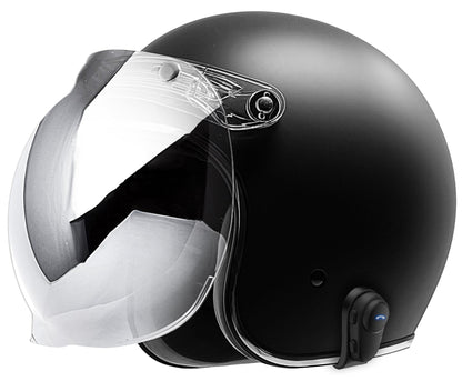 GDM RENEGADE Bluetooth Open Face Motorcycle Helmet 3/4 Vintage Matte Black