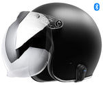 GDM RENEGADE Bluetooth Open Face Motorcycle Helmet 3/4 Vintage Matte Black