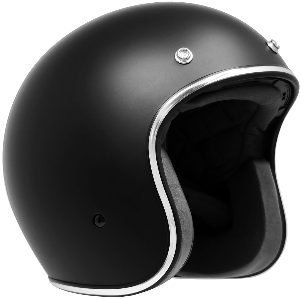 GDM RENEGADE Open Face Motorcycle Helmet 3/4 Vintage Matte Black Large / Matte Black / No Shield
